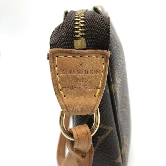 LOUIS VUITTON Authentic Brown Monogram Leather Pochette Mini Bag - Picture 9 of 10
